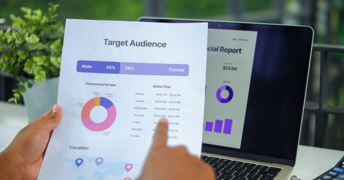 Person looking at a target audience document